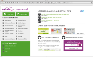 Astah Startup Screen