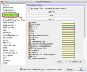 Astah Default Color setting