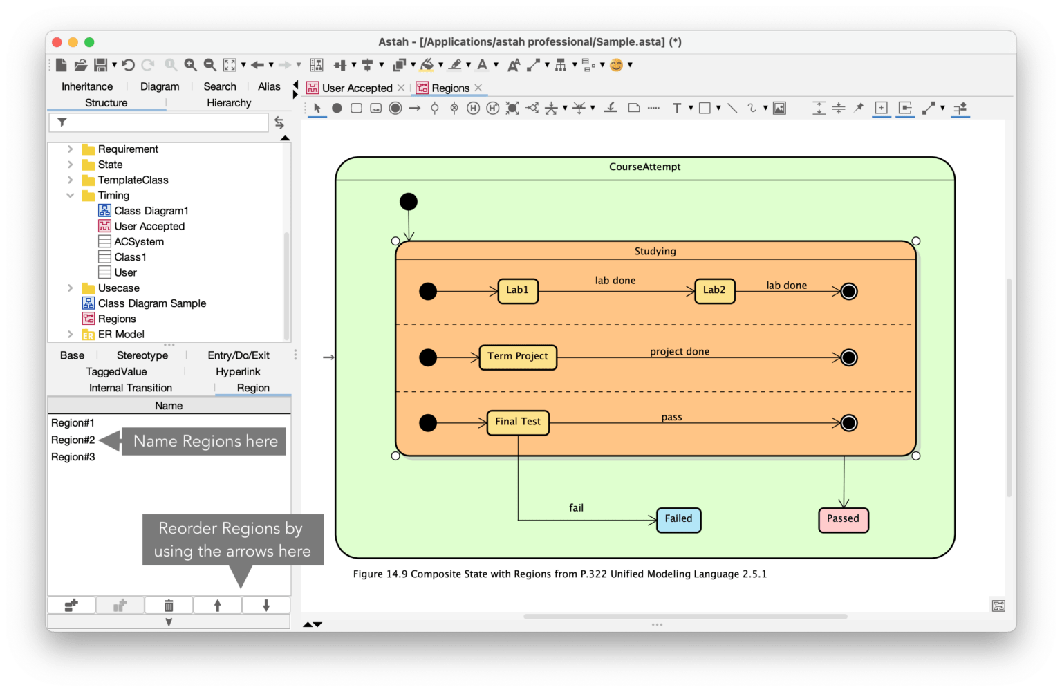 Enhancement on State Regions in UML Statemachine Diagrams