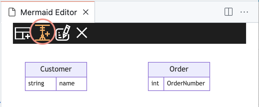 Relationship button on the tool bar on Mermaid Graphic Editor